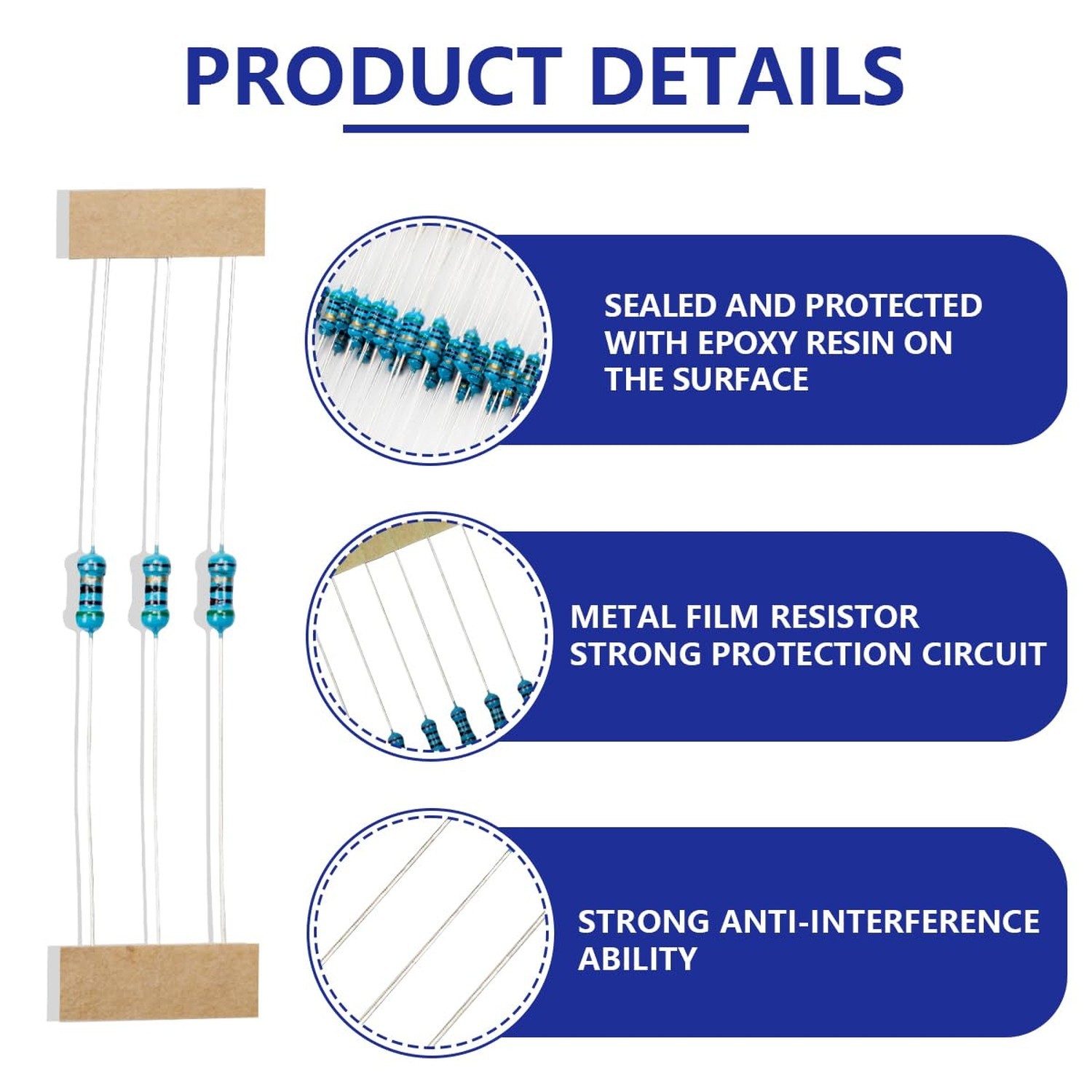 100 Pcs 1/4W 1% Tolerance 51 Ohm Metal Film Resistor Resistance for DIY Proje…