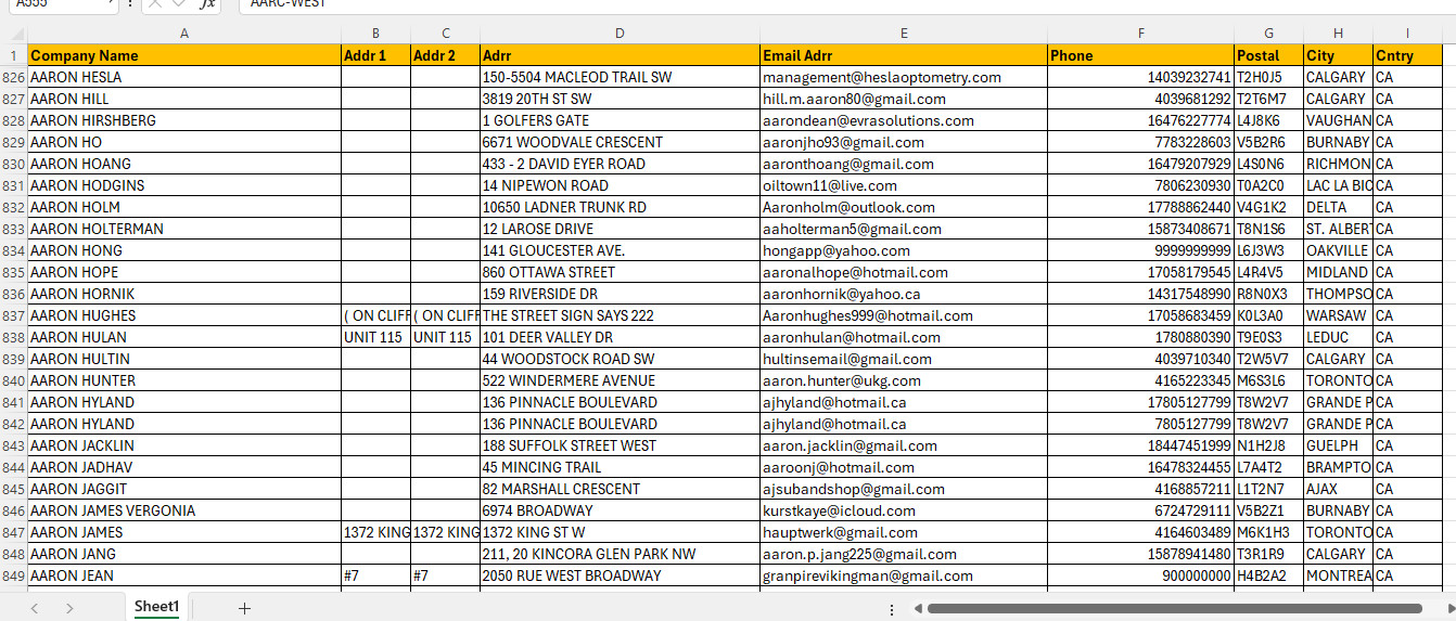 500K CANADA Customers Email Database –B2C Contact leads list (Digital Download)