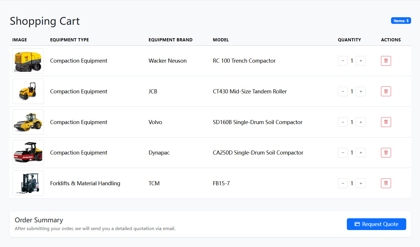 Construction Equipments rental Website