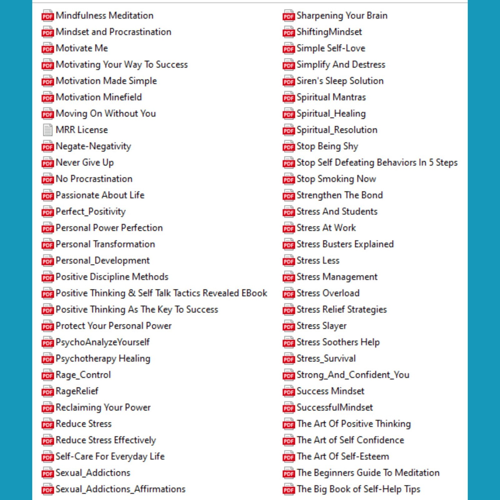 135 e-books for healing in English with MRR license