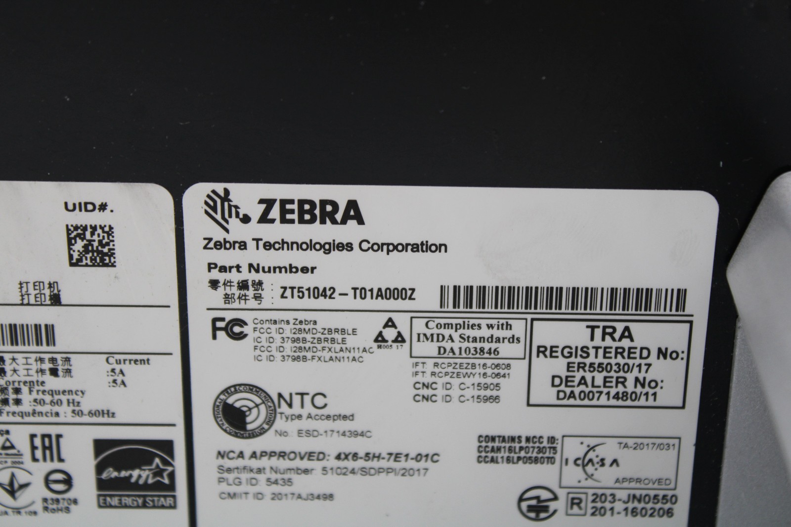 Zebra ZT510 203DPI Ethernet USB Thermal Transfer Label Printer ZT51042-T01A000Z