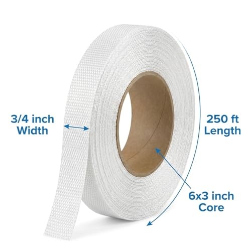 QWORK 3/4″ x 250′ Woven Polyester Cord Strapping 2400 lb Strength Packaging