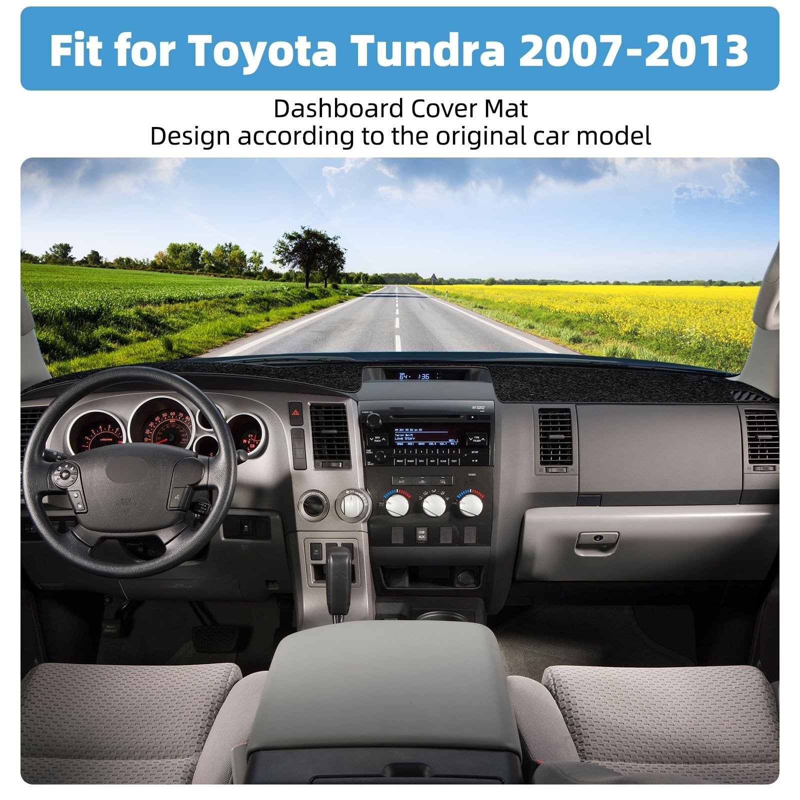Dash Cover Mat Compatible with Toyota Tundra 2007-2013 Non-Slip Dashboard Cov…