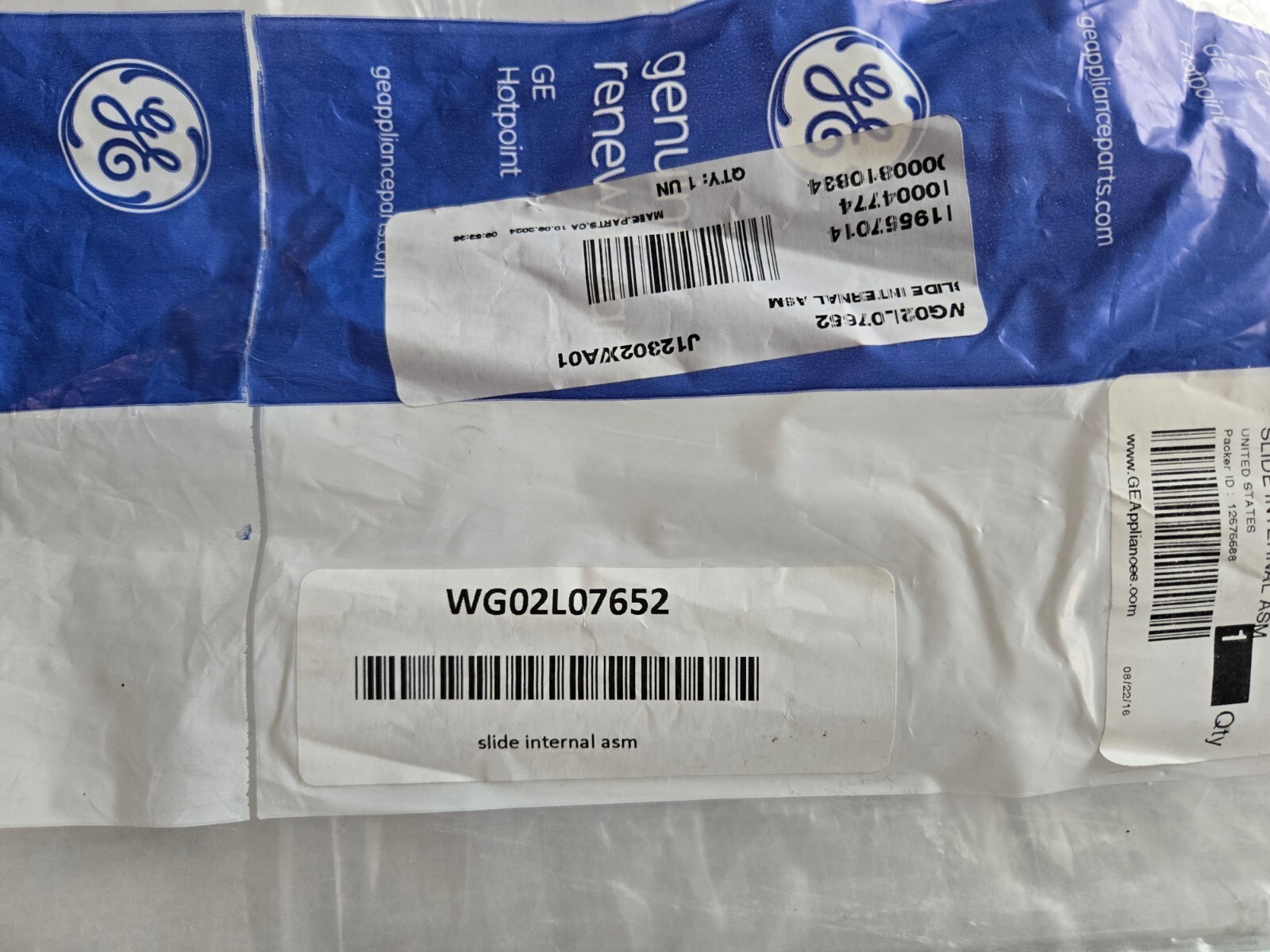 Genuine General Electric GE Slider Internal Assy P/N WB63X23859