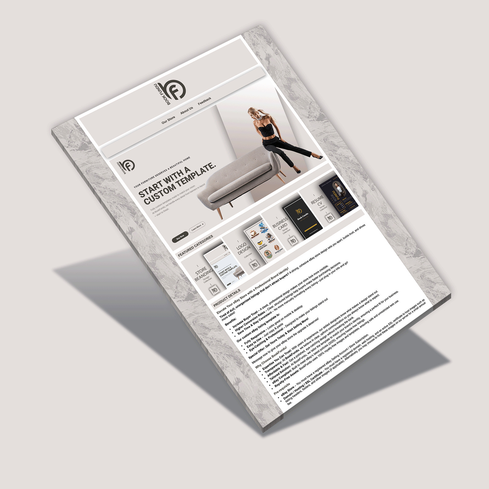 Minimal eBay Store Design & Listing Auction Template – Mobile & Tablet Optimized