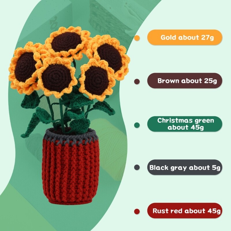 Crochet Flower Kits, with Yarn, Crochet Hooks, Needle for DIY Crochet Craft
