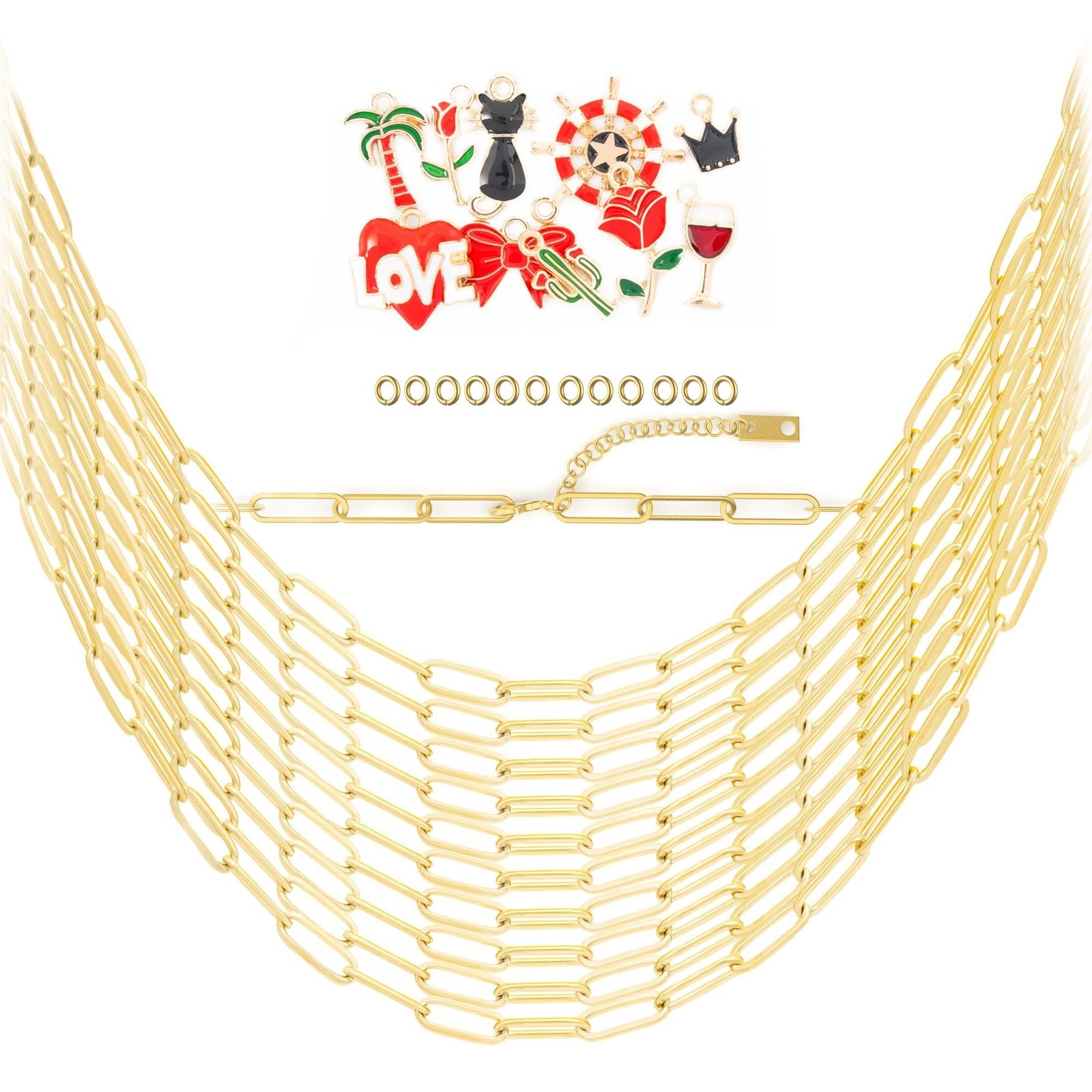 10PCS 4mm 18K Gold Plated 16Inch Paperclip Chain Necklace for Women with 10PC…