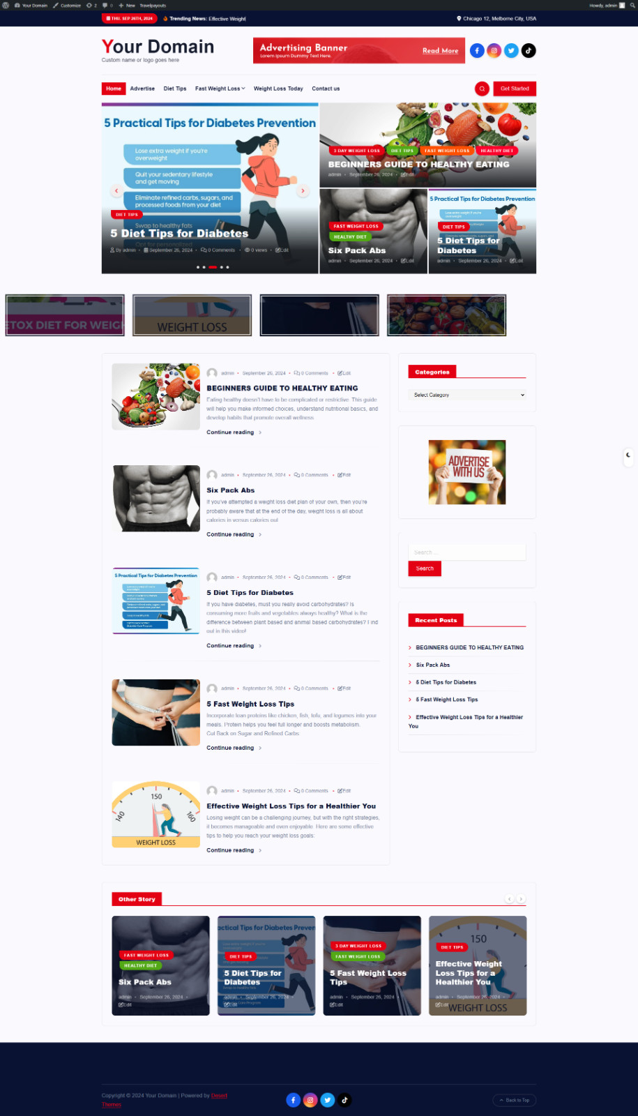 Beautiful Weight loss and Diet WordPress website – HUGE Commissions – Ready 2 go