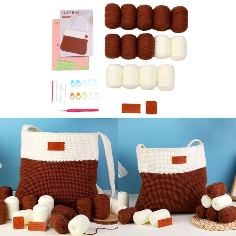 DIY Crochet Starter, DIY Crochet Shoulder Bag Kits Include Crochet Hook, Yarns,