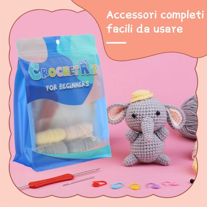 DIY Crochet Craft Set Animal Crochet Kits Including Crochet Hook, Yarns, Needle