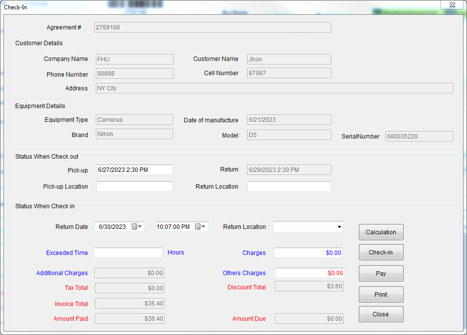 Equipment Rental Management software