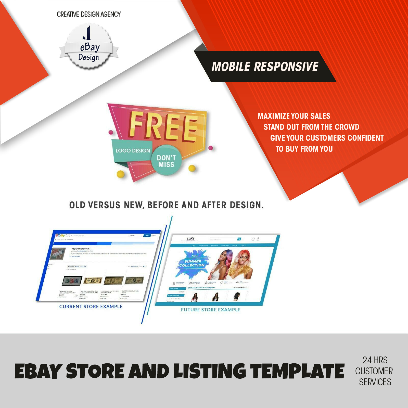 Ebay Template store Listing Auction Design Responsive Professional Html and LOGO
