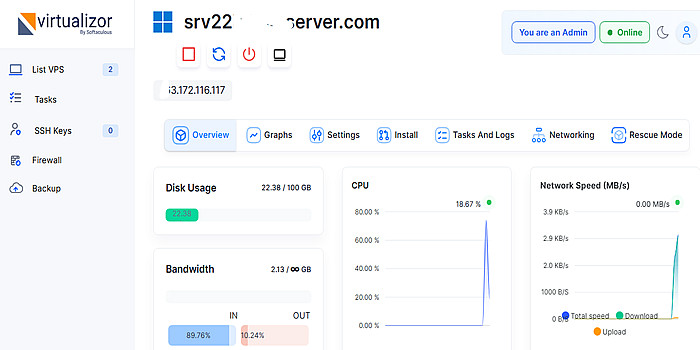 VPS Server ANY Operating system 8GB RAM, 300GB HDD, 24hour support