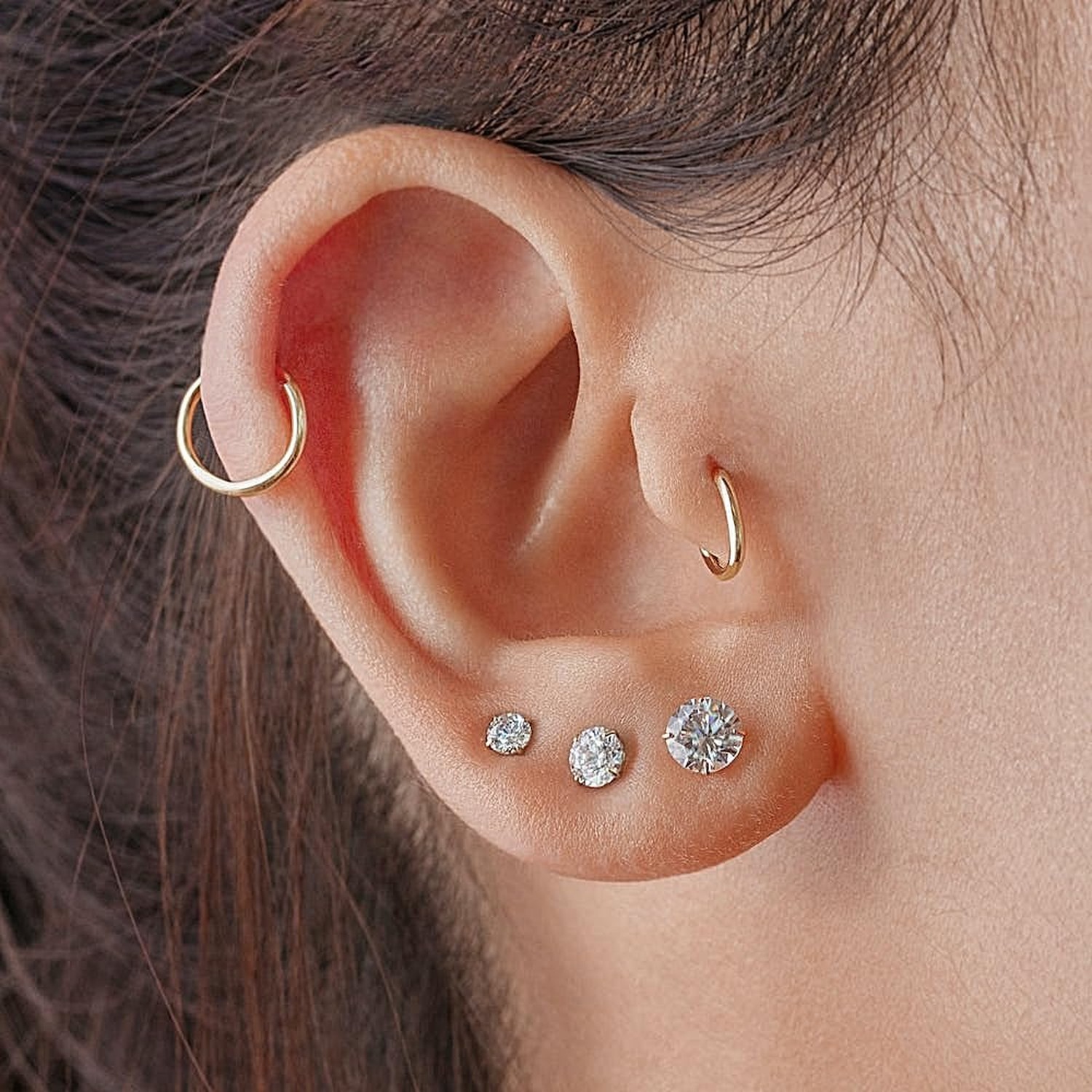 5 Pairs 14K Gold Plated Flat Back Stud Earrings Set, 316L Surgical Steel 3-8m…