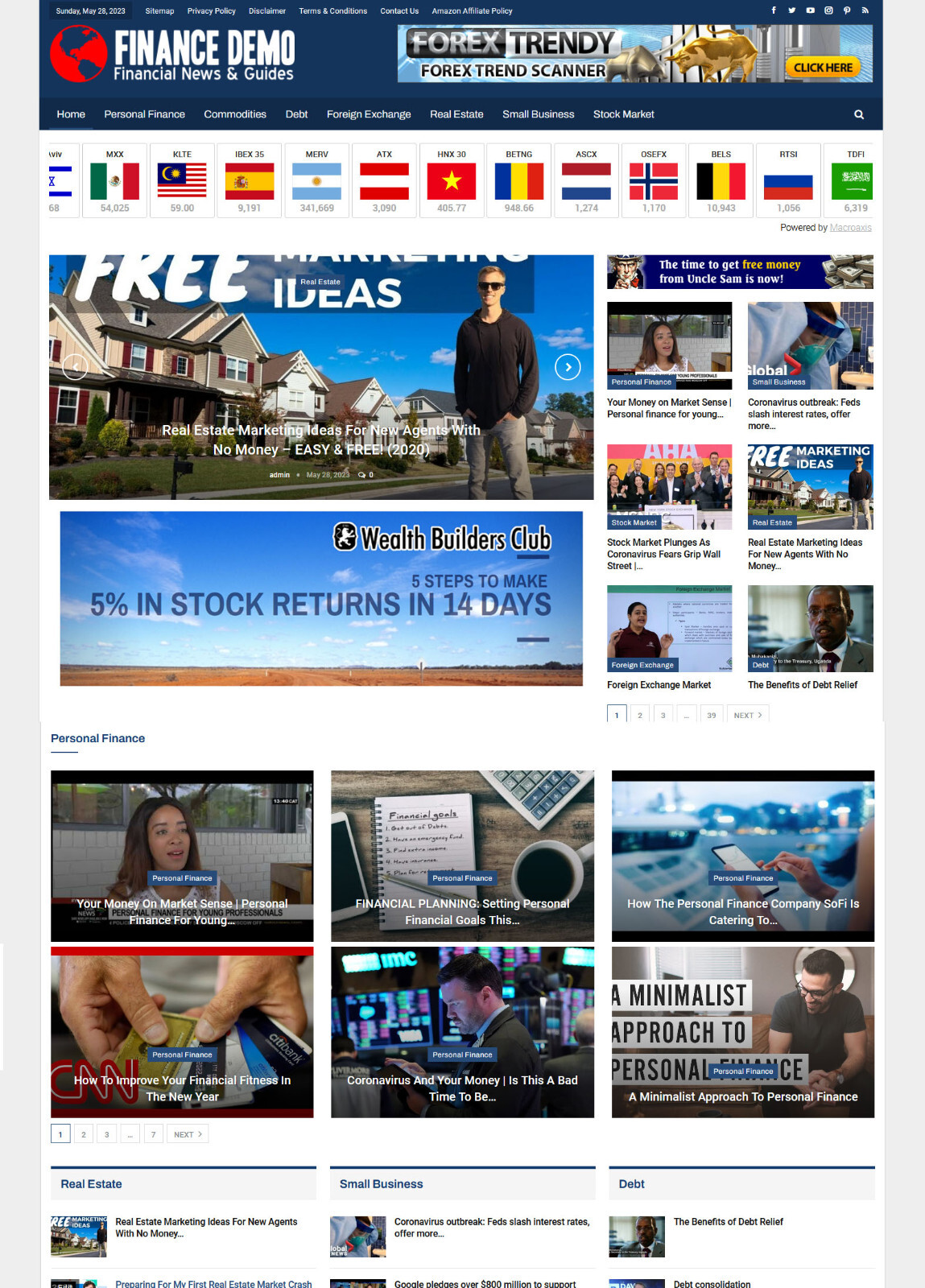 Financial News & Guides Website, Make Money with Affiliates and Ads + Auto Pilot