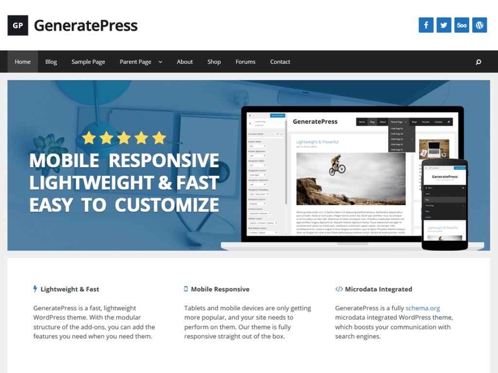 GeneratePress Premium – WP Theme for Performance and Flexibility | 1 Year Updates