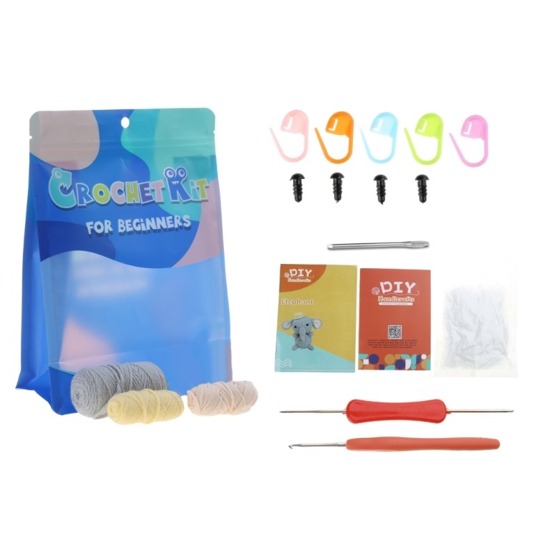 DIY Crochet Craft Set Animal Crochet Kits Including Crochet Hook, Yarns, Needle