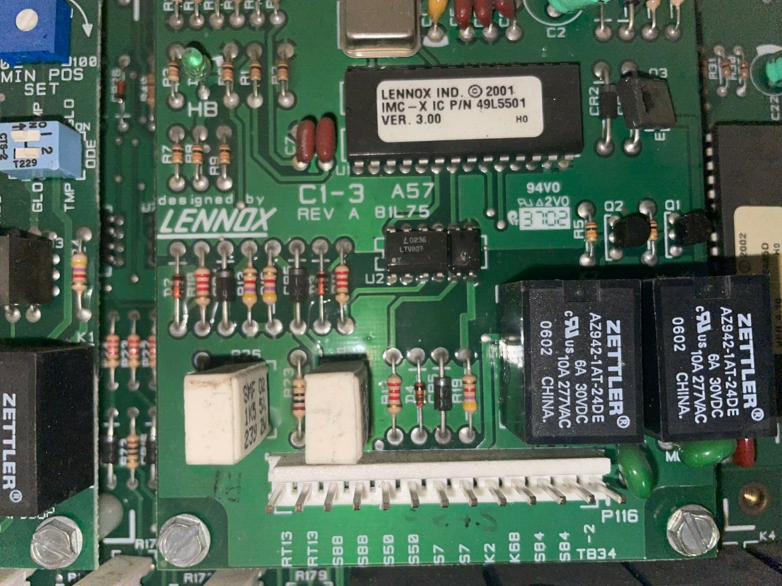 LENNOX CONTROL M1-6 REV C 34M52 CIRCUIT BOARD C1-3 AND EM1-1