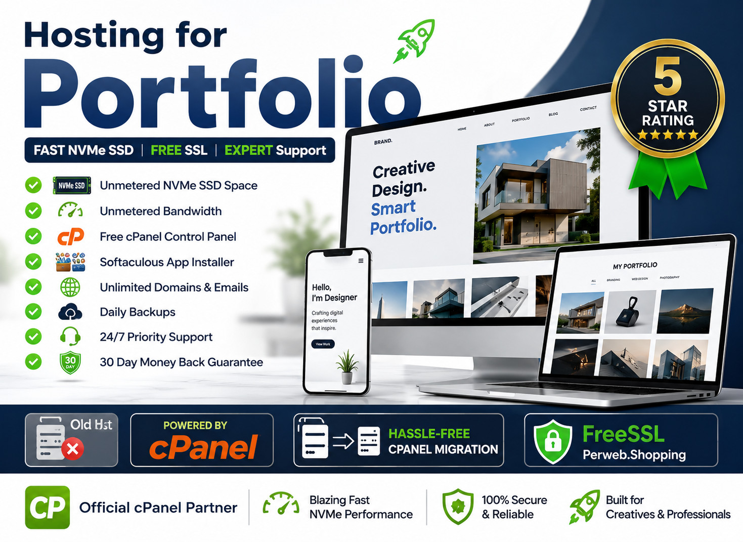 Hosting for Portfolio – 🎨Lightning-Fast, Unlimited SSD, Emails | Only $14.99/Yr