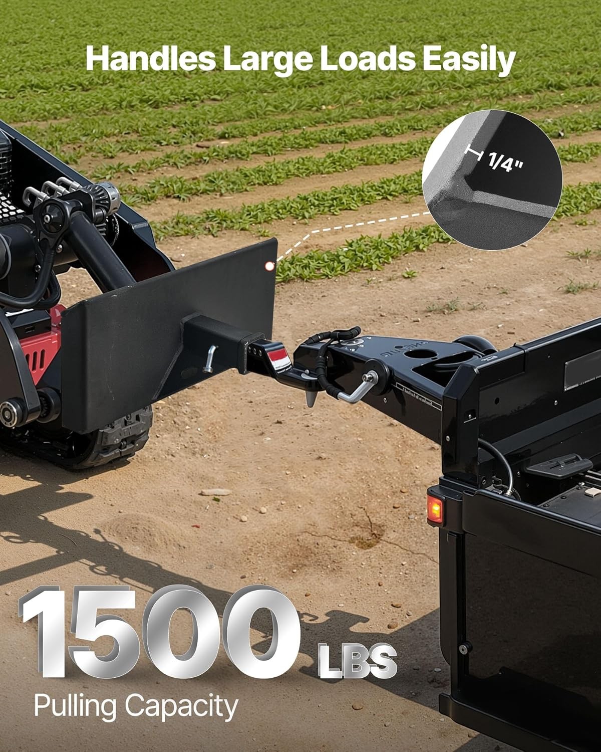 1/4″ Skid Steer Mount Plate 2″ Receiver Hitch 1500lbs Heavy Duty Steel