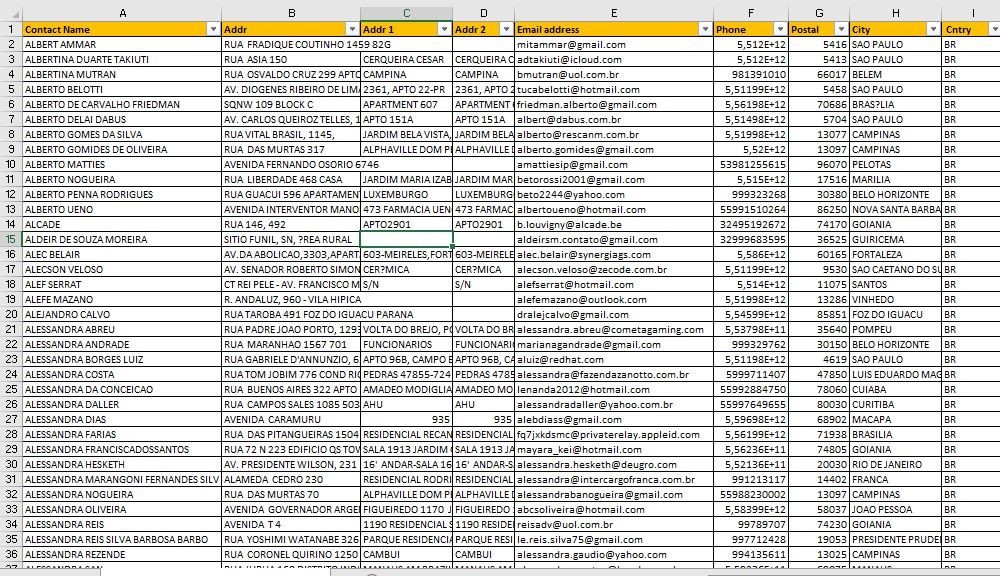 150K BRAZIL Customers Email database list | B2C Contacts leads | Excel file
