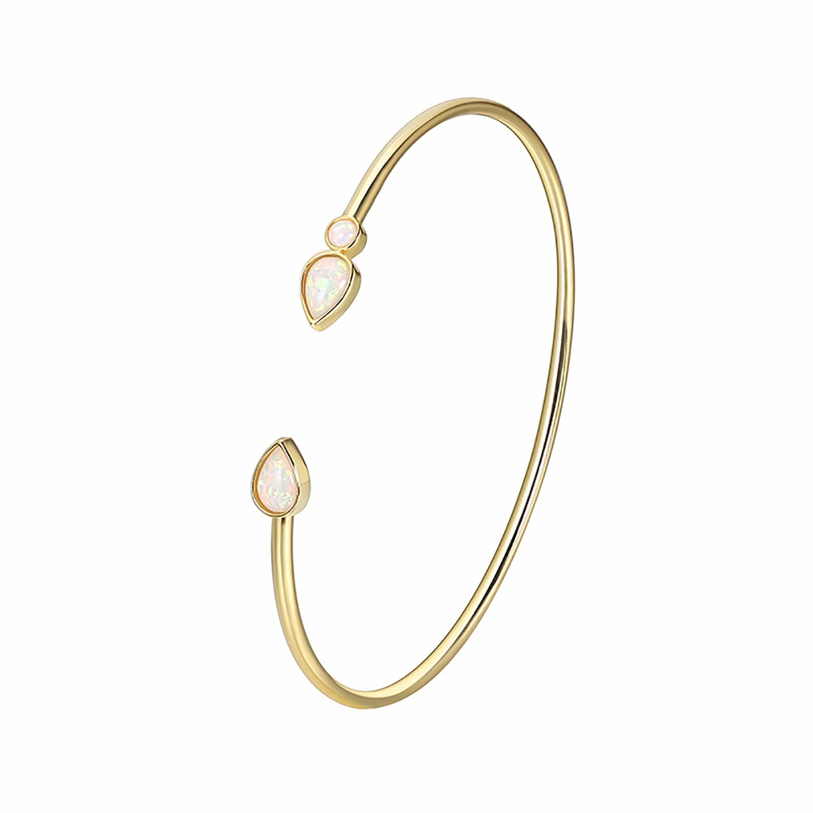 Lit Wall Opal Bangle Bracelet for Women 18K Gold Plated Adjustable Minimalist…