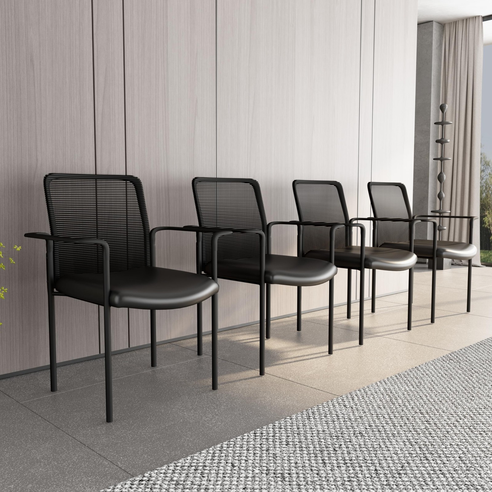 Boss Office Products Caressoft and Mesh Guest Chair in Black