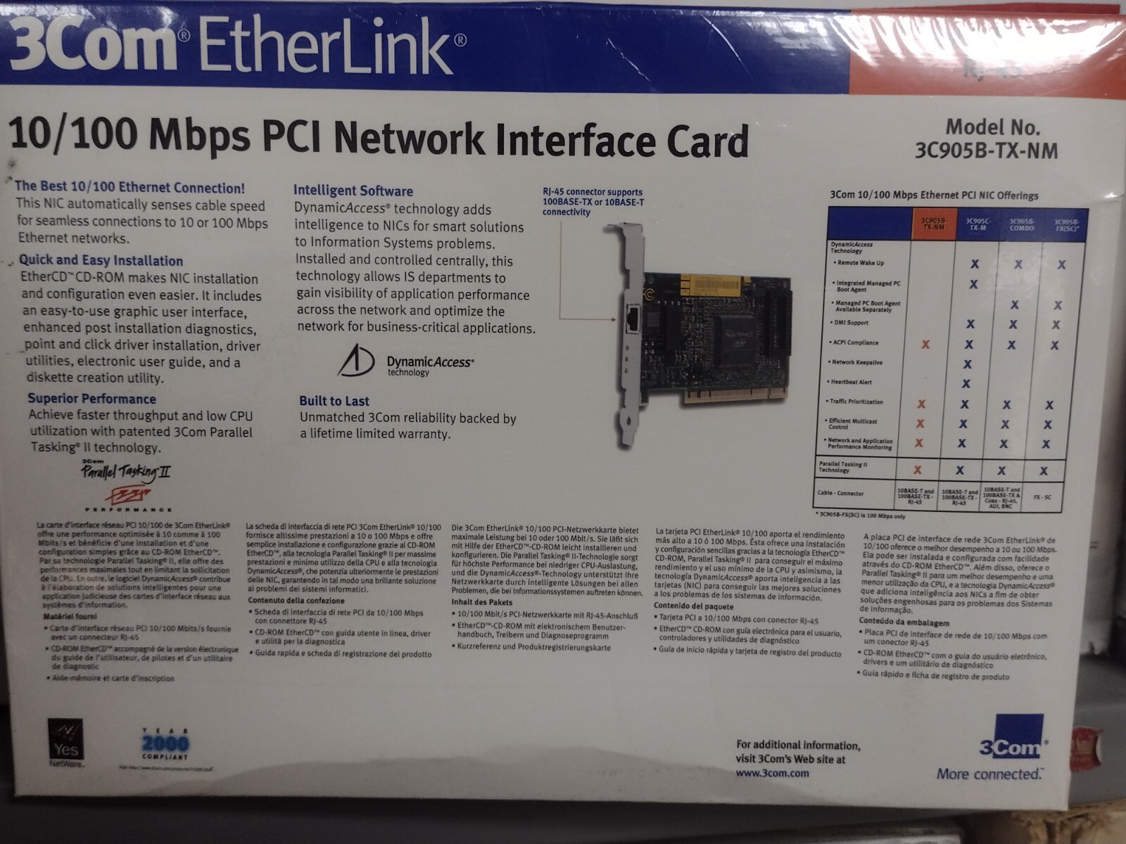 3Com EtherLink 10/100 Mbps PCI Network Interface Card 3C905B-TX-NM (New In Box)