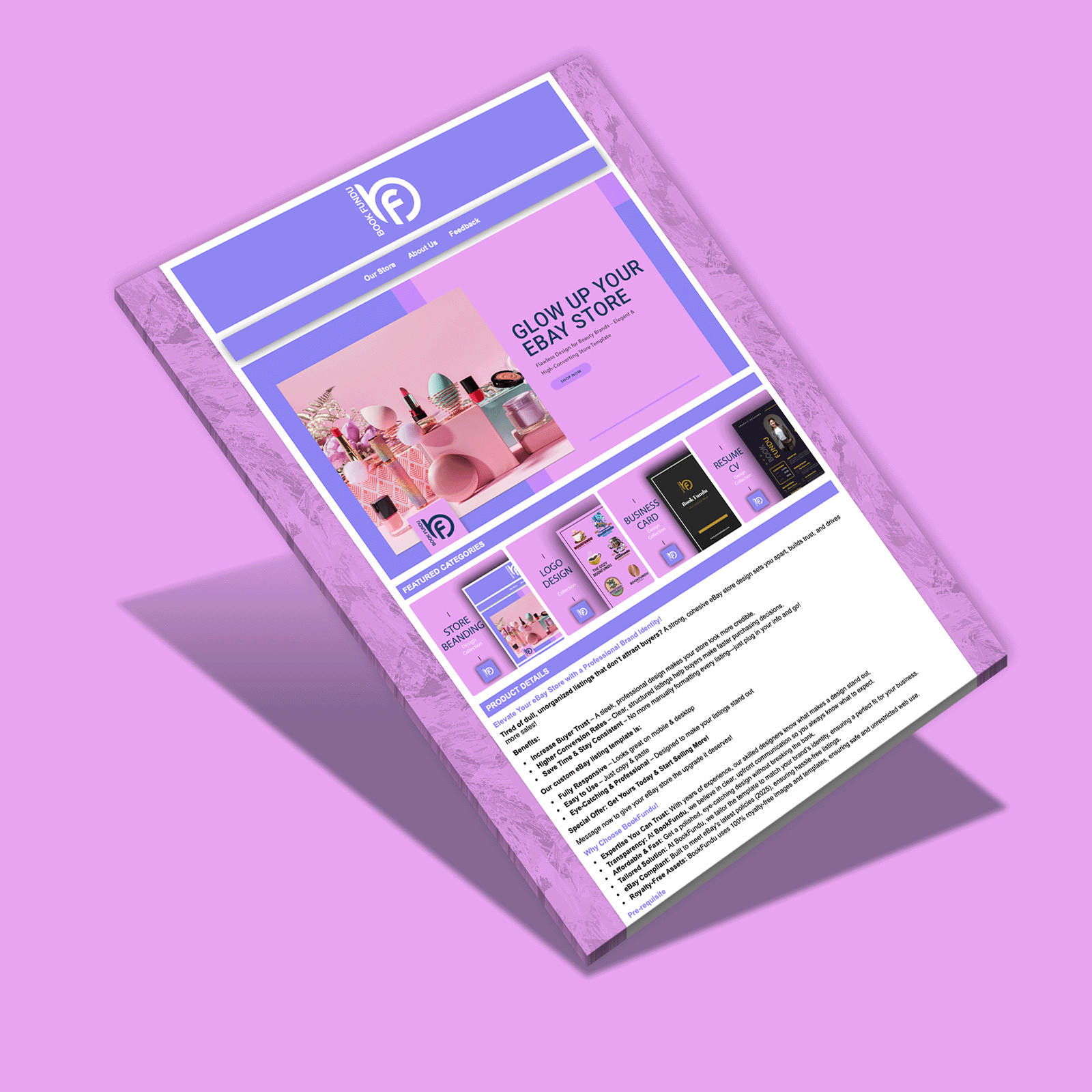 Makeup & Cosmetics eBay Store Design | Stunning HTML Template & Branding 2025