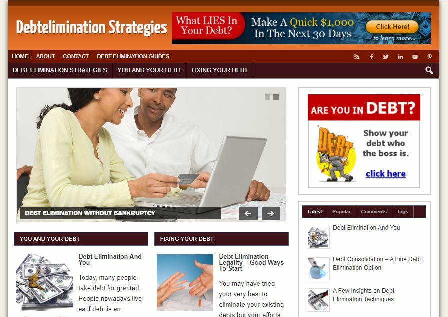 Debt Elimination turnkey blog website | make money online from home