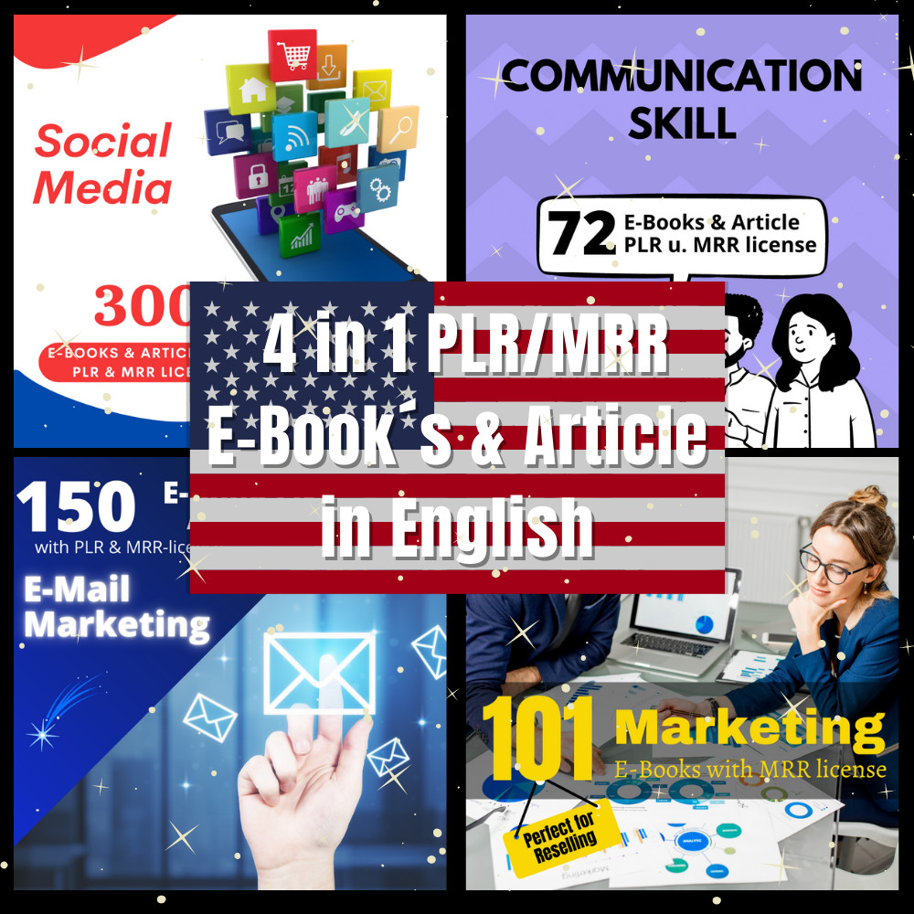 4 in 1 PLR/MRR e-book’s & article in English, with license