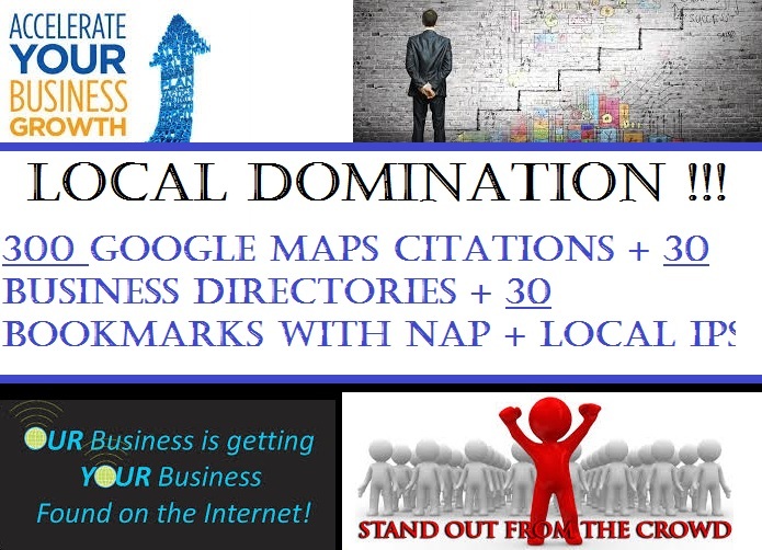 300 Maps Citations + 30 Business Directories + 30 Bookmarks with NAP + Local IPs