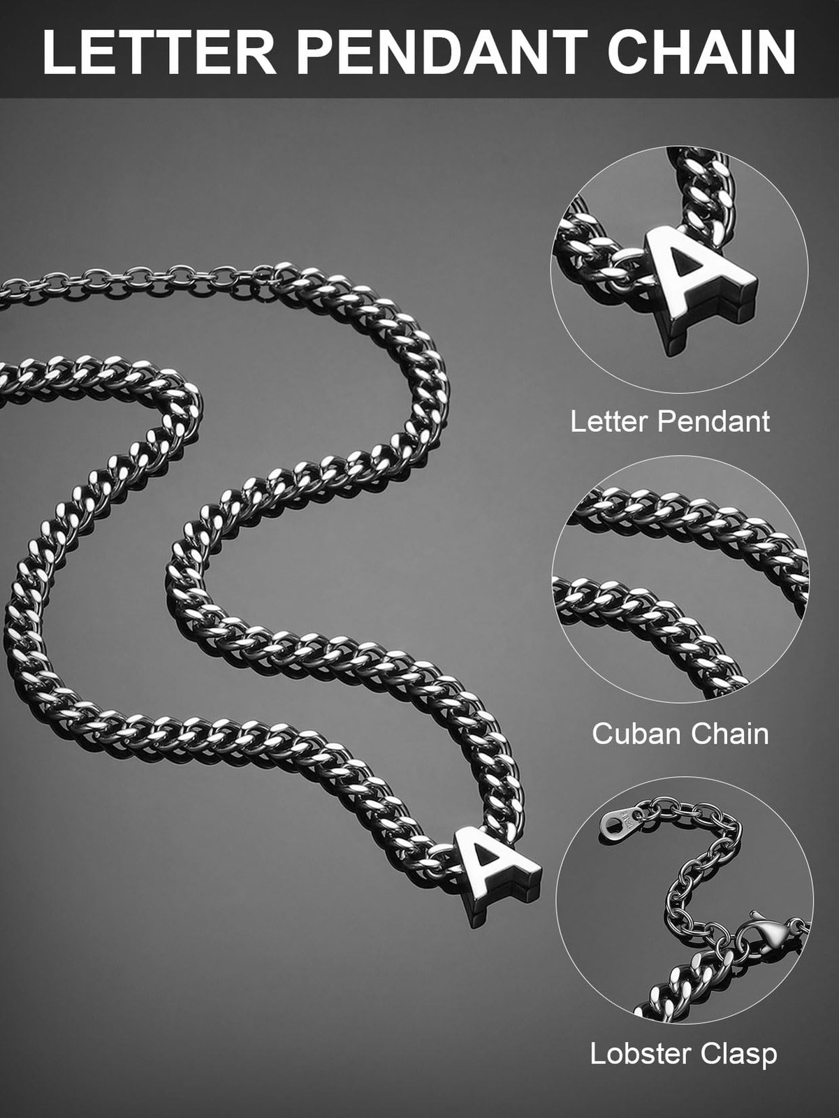 ChainsProMax Initial Letter Necklace for Men Women Miami Cuban Link Chain Nec…