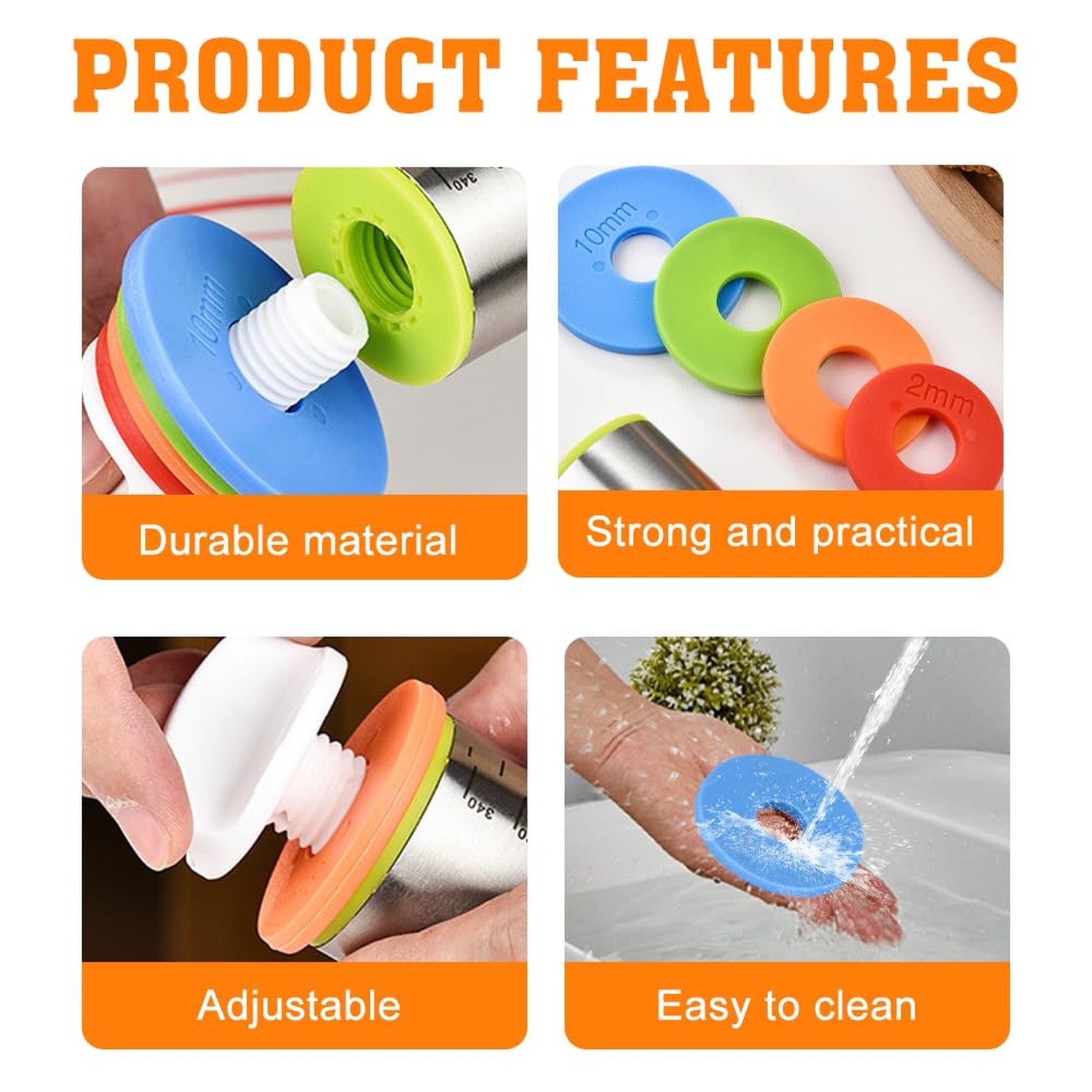 8 pcs Rolling Pin Guide Ring Spacer Bands Set – (2/3/6/10mm), Suitable as Rol…