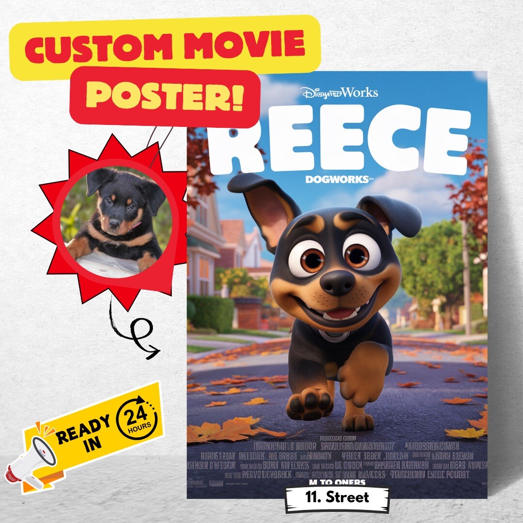 Custom Pixar Movie Poster- Personalized Digital Artwork