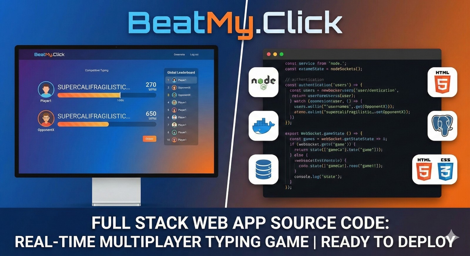 Real-Time Multiplayer Competitive Typing Game – Full Stack Web App (Source Code)