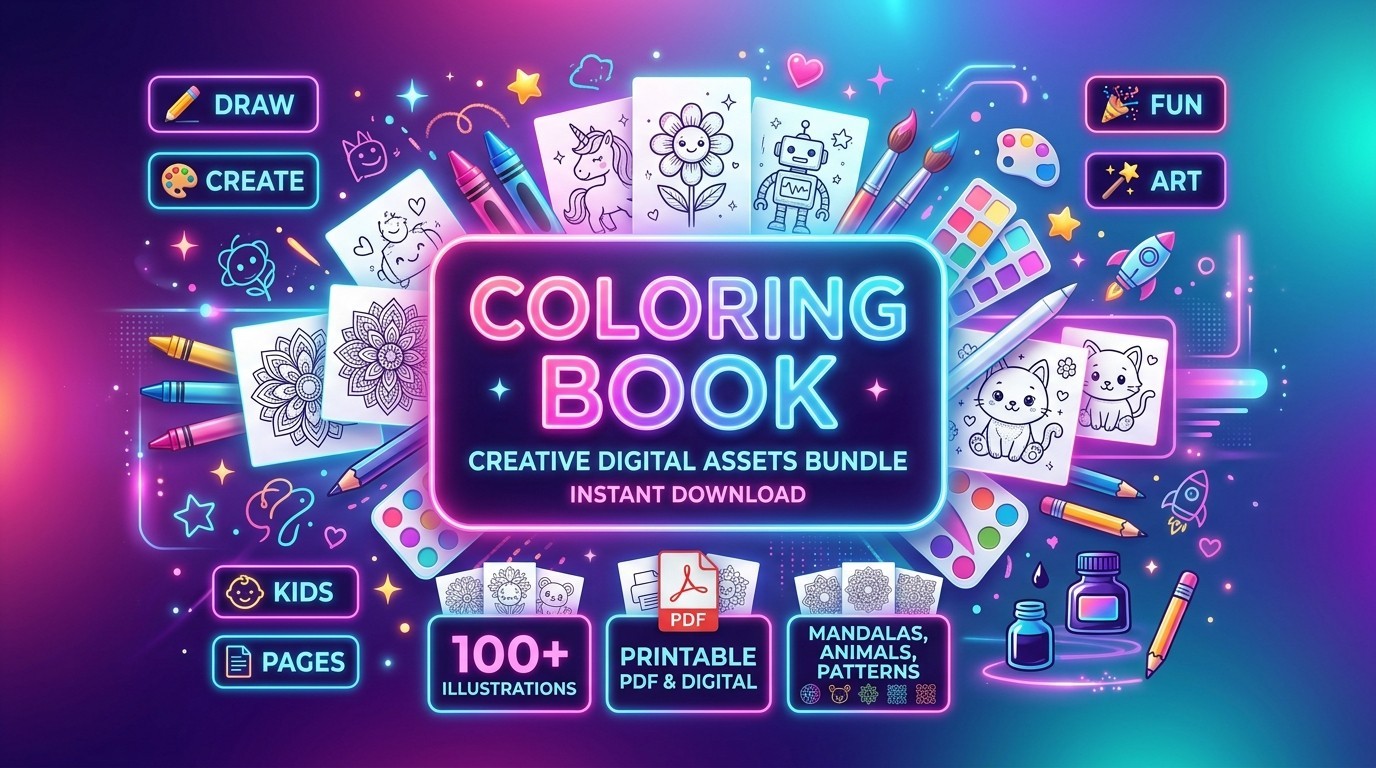 Ultimate Digital Mega Bundle | Fonts + Clipart + SVG + Coloring Books