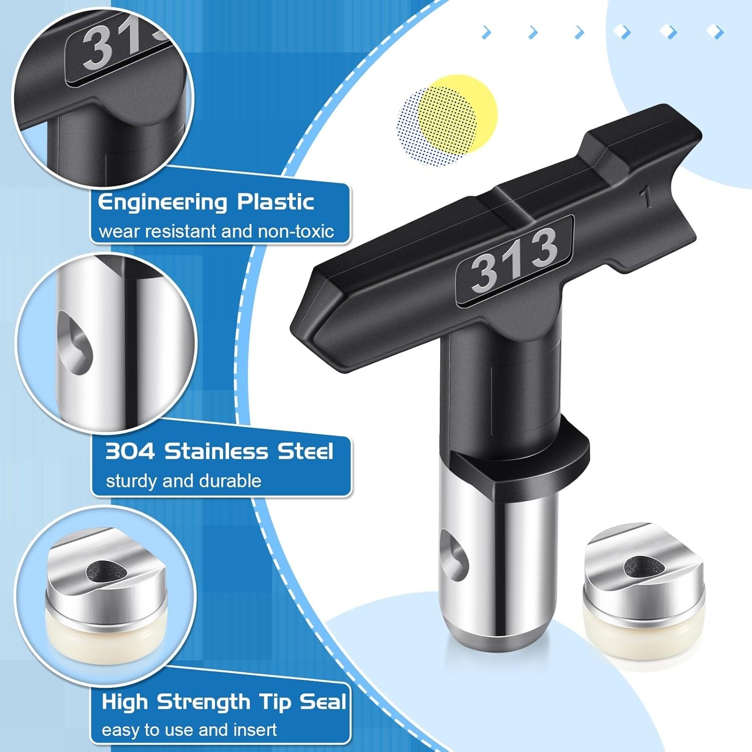 5 Pcs Reversible Airless Spray Tips Set 308 310 311 313 315, Tungsten Carbide…