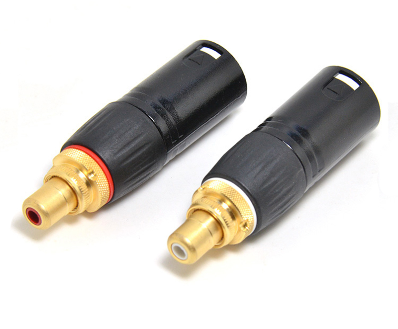 4Pcs XLR to RCA Female Socket Adapter Gold Balanced Cable Plug Phono #CG-55 GY
