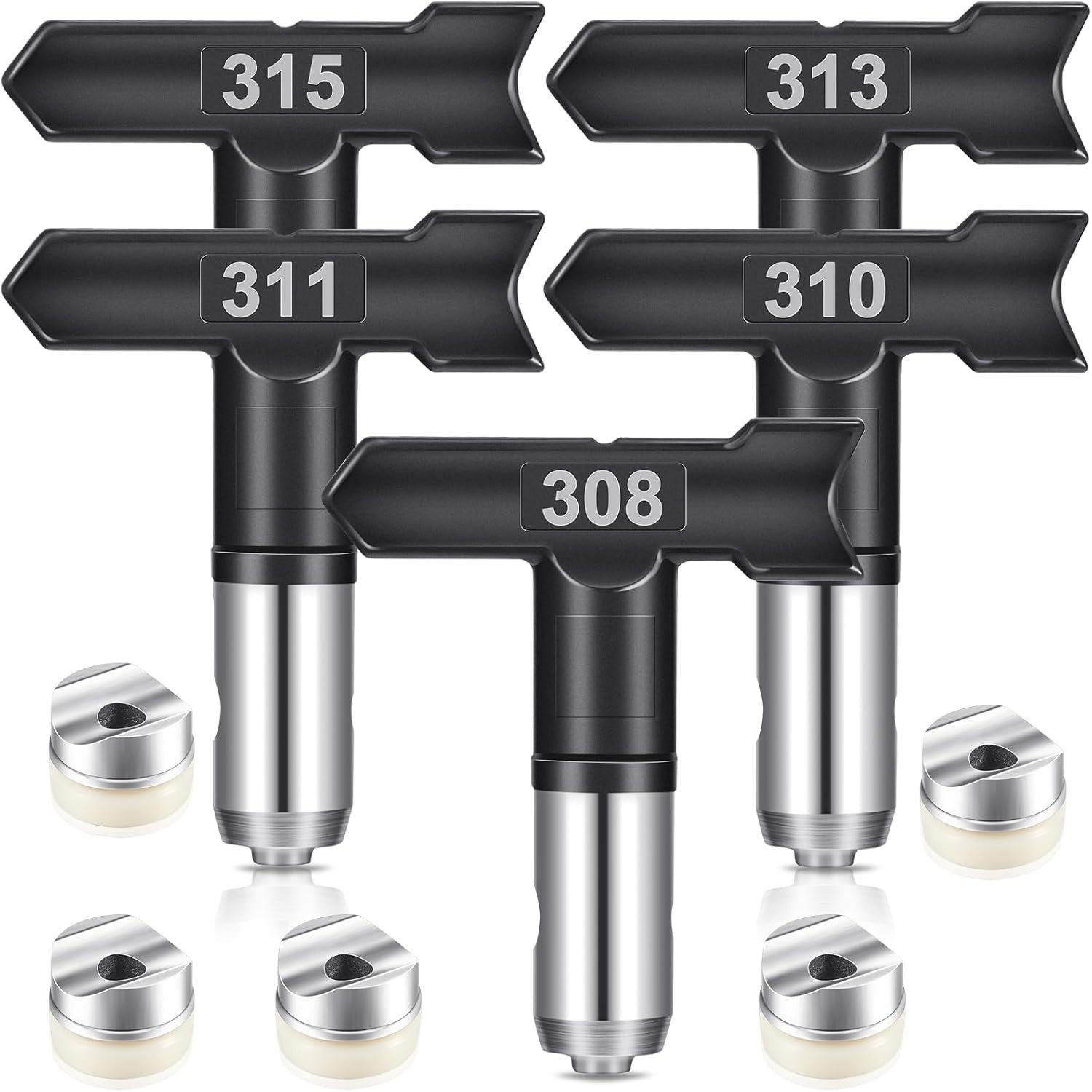 5 Pcs Reversible Airless Spray Tips Set 308 310 311 313 315, Tungsten Carbide…