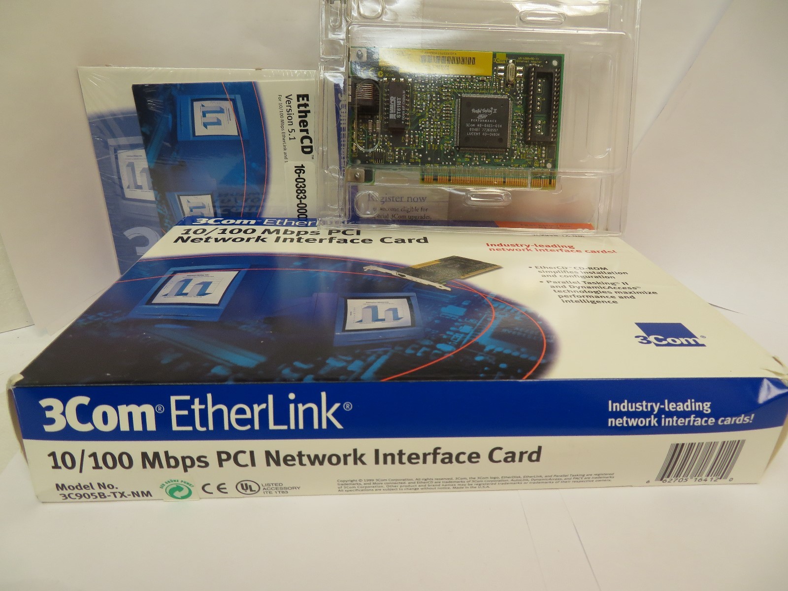 3COM ETHERLINK 10/100 MBPS PCI NETWORK INTERFACE CARD 3C905B-TX-NM RJ-45