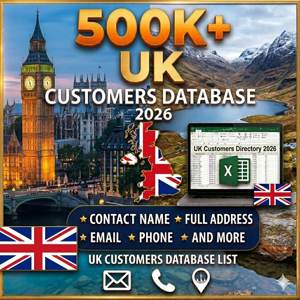 500K UK Customers Email Database – B2C Contact leads (Excel Instant Download)
