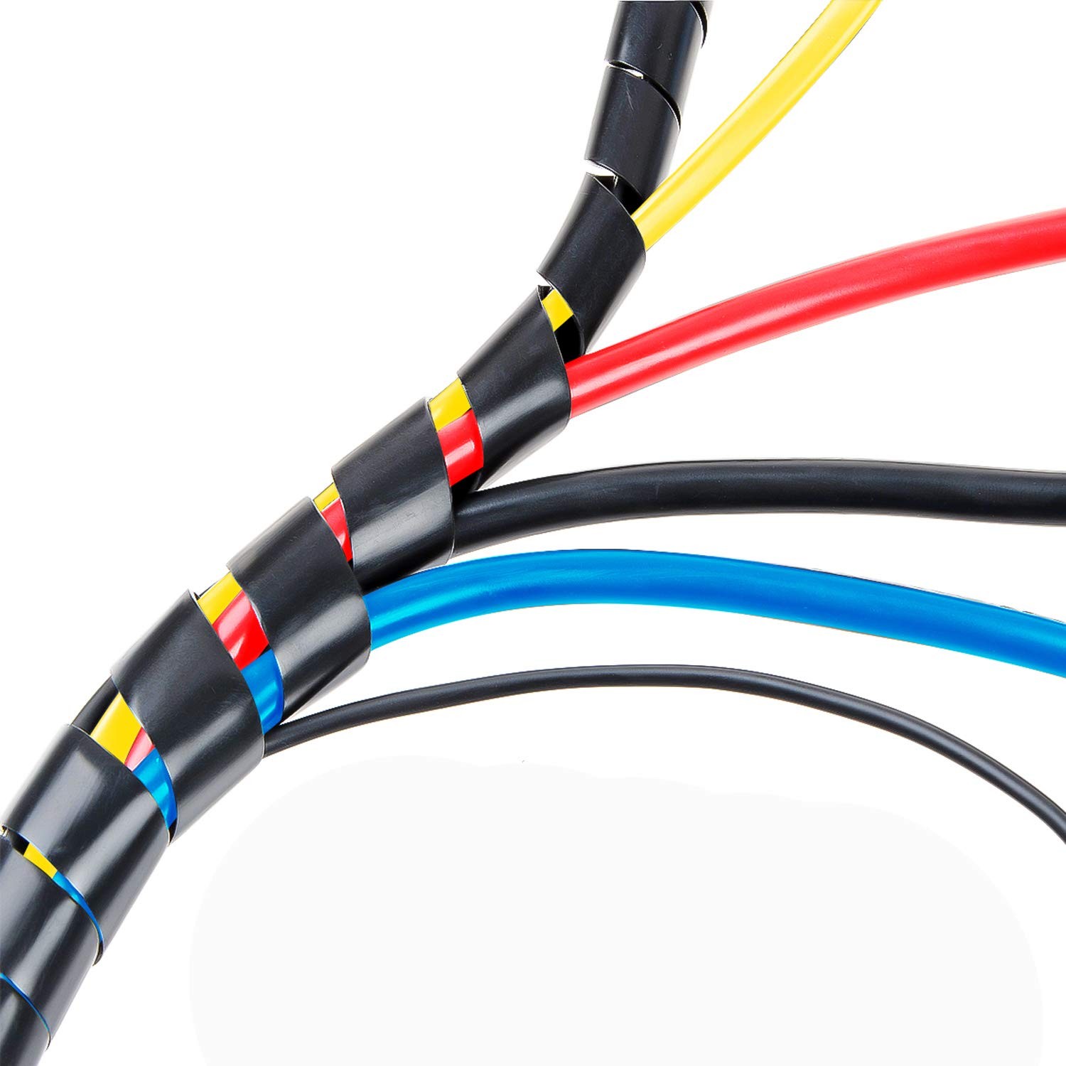 20Ft XHF 1/2″ Spiral Cable Wrap 12mm(Wrapping Dia 12MM-Length 6M, Black