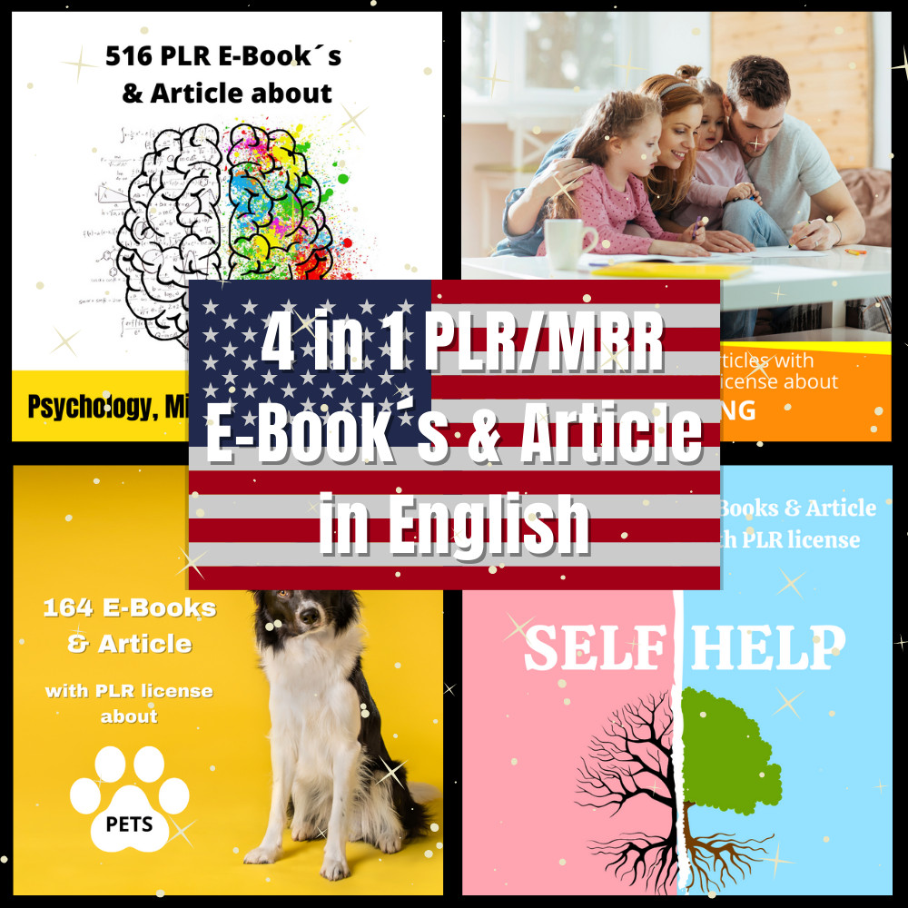 4 in 1 PLR/MRR e-book’s & article in English, with license