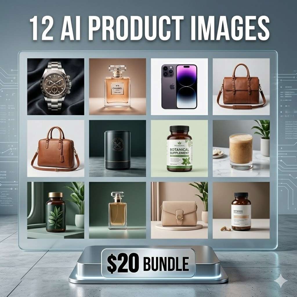 12x Custom AI Product Images | Premium E-Commerce Photoshoot Bundle