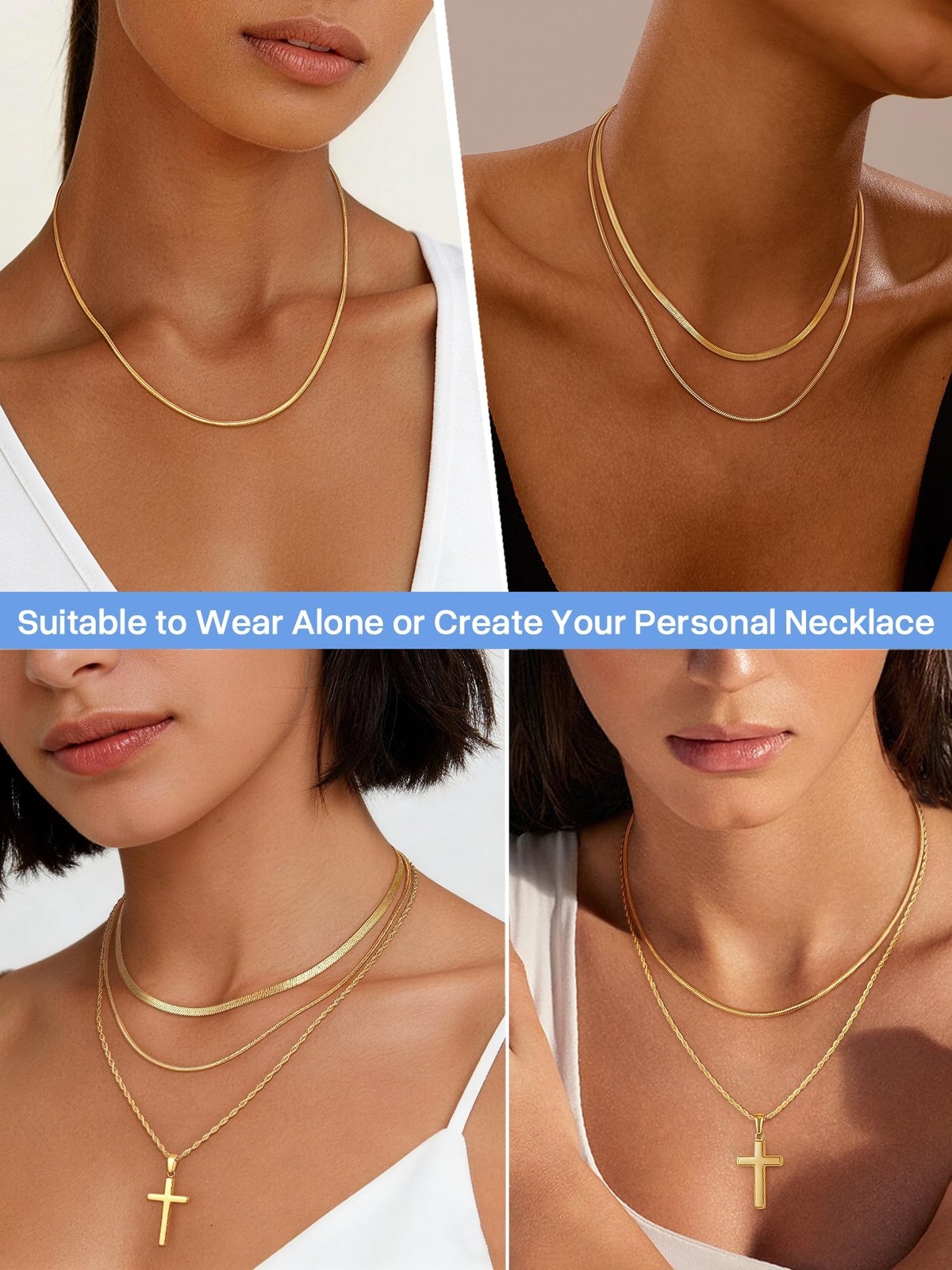 1.5mm Snake Chain 925 Sterling Silver Chain Necklace for Women, 18k Gold Plat…