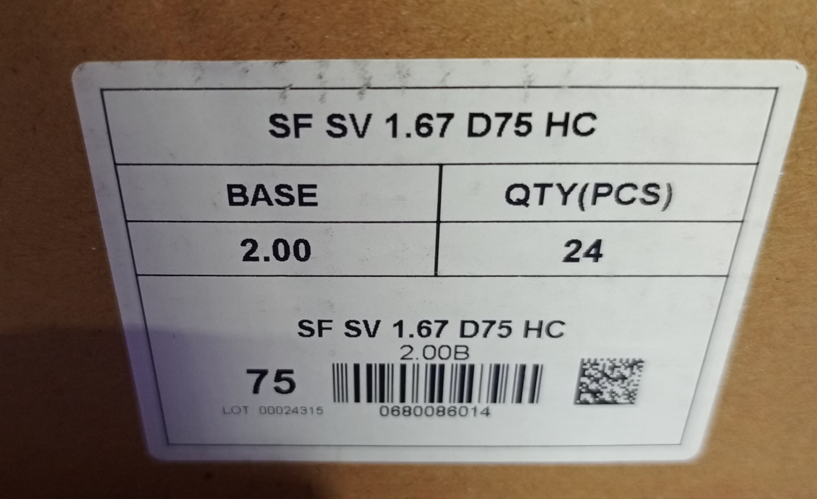 Lot Of 24 CV-Semi 1.67 High Index Lenses D75 HC