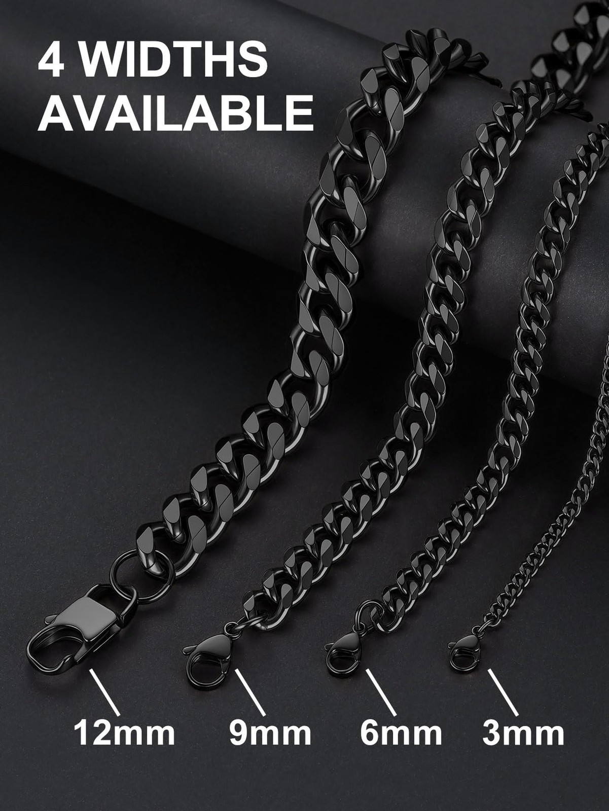Suplight Cuban Link Chain for Men Women, 18K Gold Plated/Stainless Steel Blac…