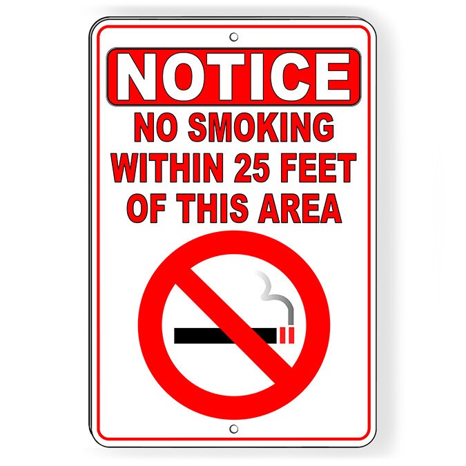 No Smoking Within 25′ Of This Area Metal Sign Or Decal 6 SIZES vaping SNS011