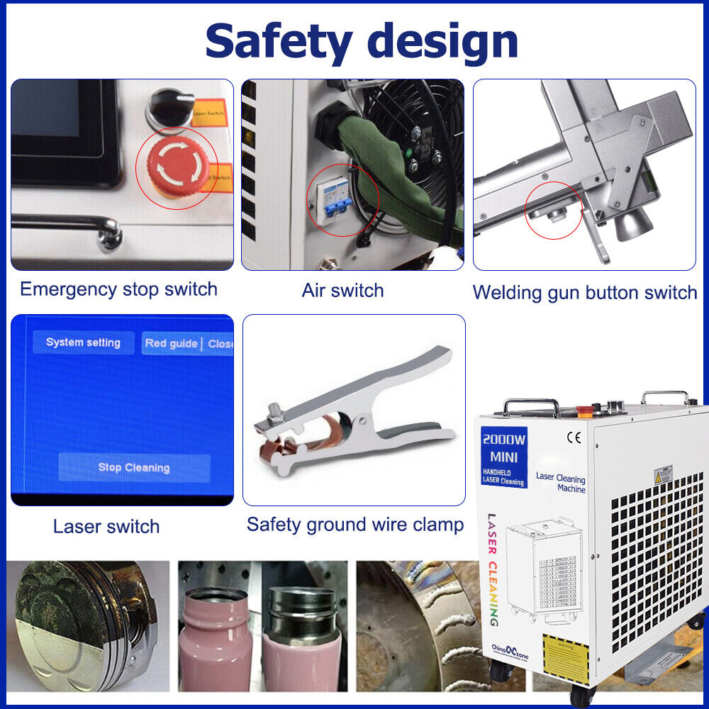 Handheld 1500W Fiber Laser Cleaning Machine Laser Remove Rust/Oil/Paint Cleaner